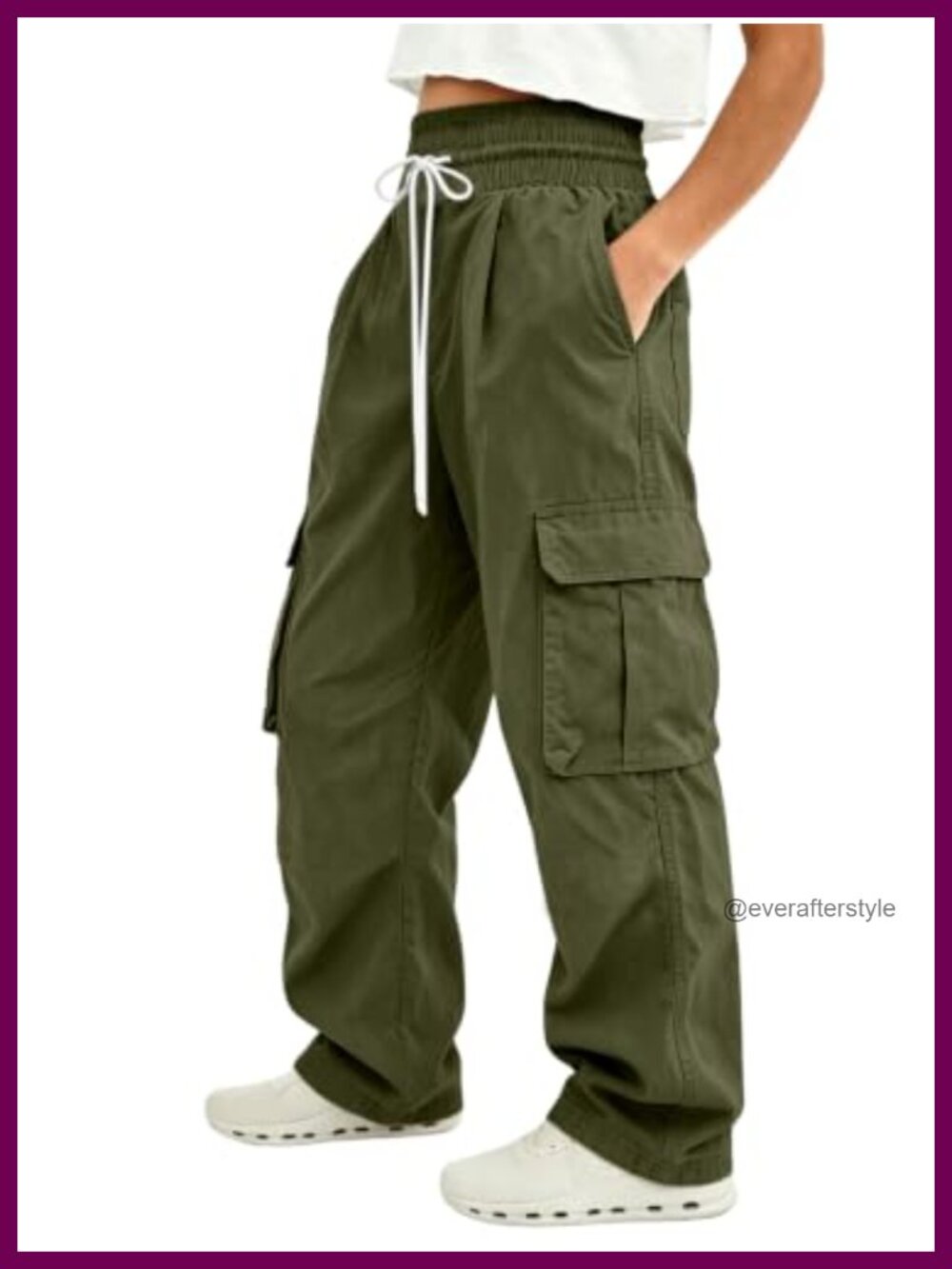 Wide Leg Baggy Cargo Track Pants Drawstring Loose Fit Streetwear